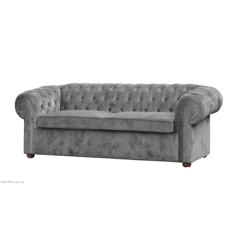 Szara Sofa Chesterfield Mati 230 cm - na wymiar Szara Sofa Chesterfield Mati 230 cm - na wymiar