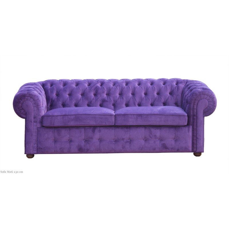Fioletowa Sofa Chesterfield Mati 230 cm - na wymiar Fioletowa Sofa Chesterfield Mati 230 cm - na wymiar