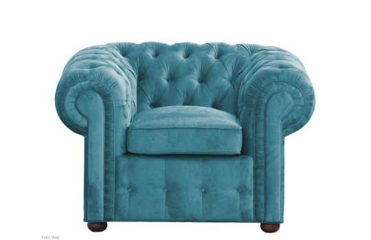 Fotel Chesterfield w kolorze niebieskim Mati