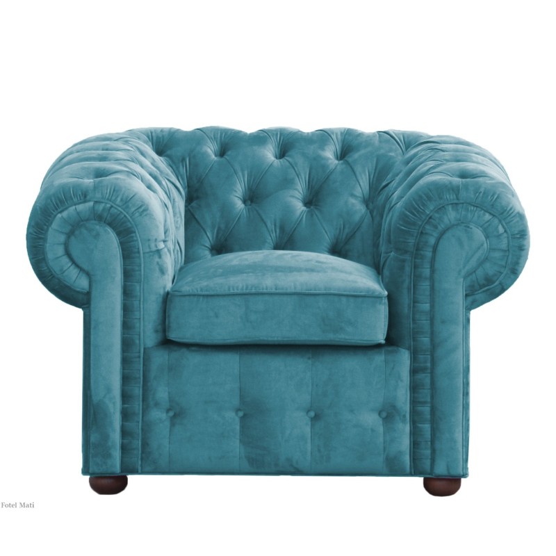 Fotel Chesterfield w kolorze niebieskim Mati
