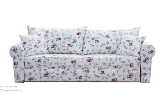 Sofa dwuosobowa z funkcją spania w kwiaty Roza