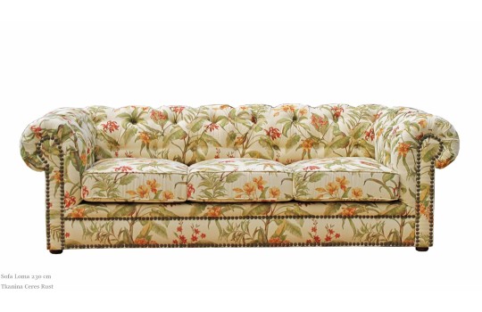 Sofa Chesterfield w kwiaty Loma 232 cm