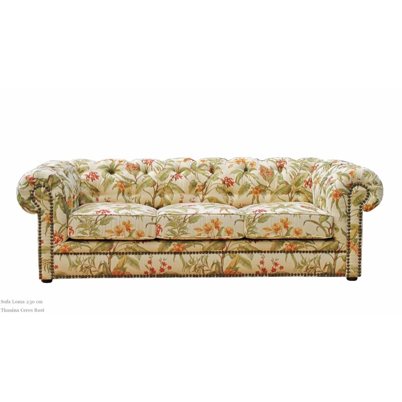 Sofa Chesterfield w kwiaty Loma 232 cm