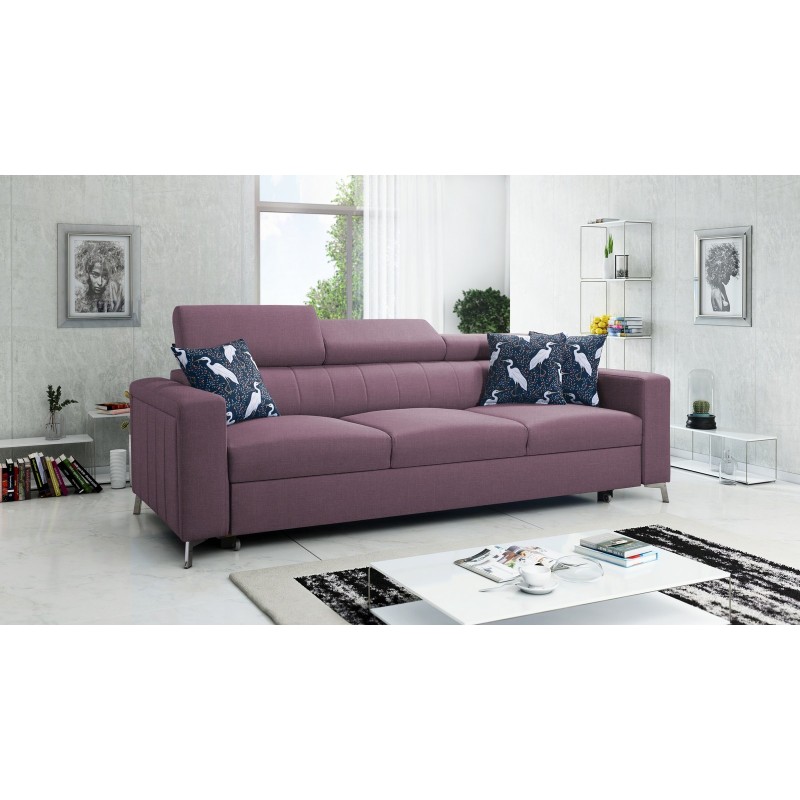 Różowa sofa do salonu 