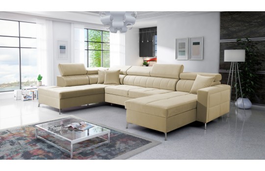 welurowy kremowy narożnik