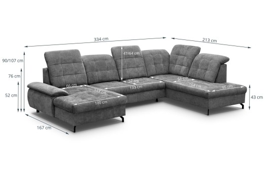 szary narożnik welurowy