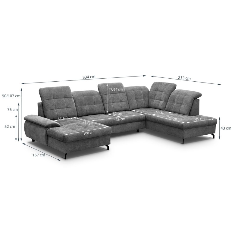 szary narożnik welurowy