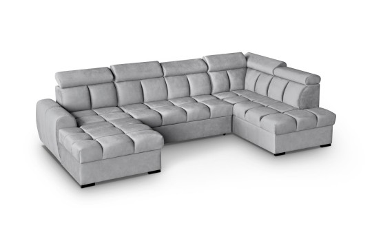 szary wypoczynek w kształcie litery U 