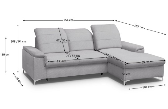 sofa z dłuższym bokiem Lazaro 