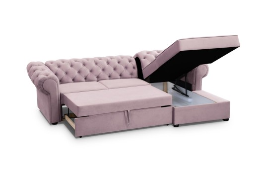różowy narożnik chesterfield 
