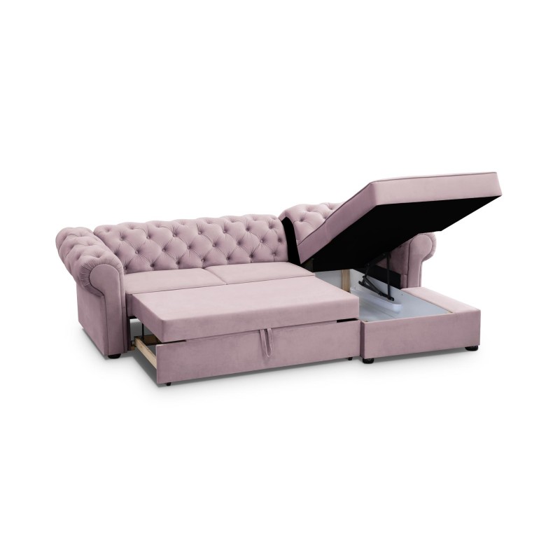 różowy narożnik chesterfield 