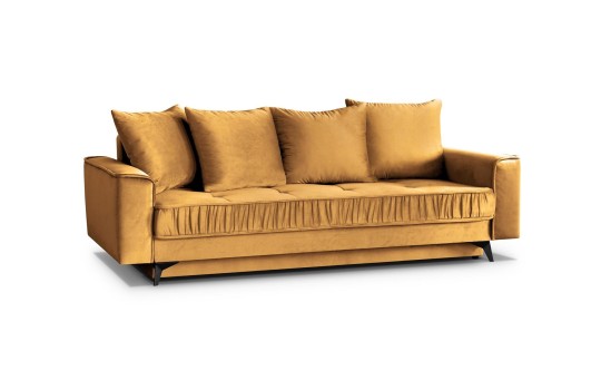 sofa z marszczeniami na siedzisku 