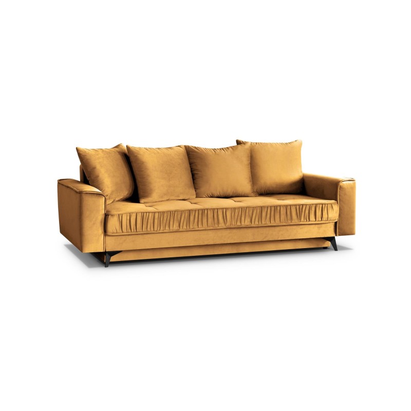 sofa z marszczeniami na siedzisku 