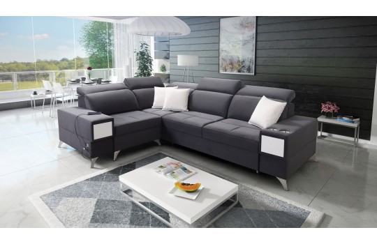 Czarny narożnik do eleganckiego salonu 