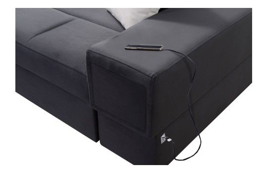 sofa z tapicerowaną półką 