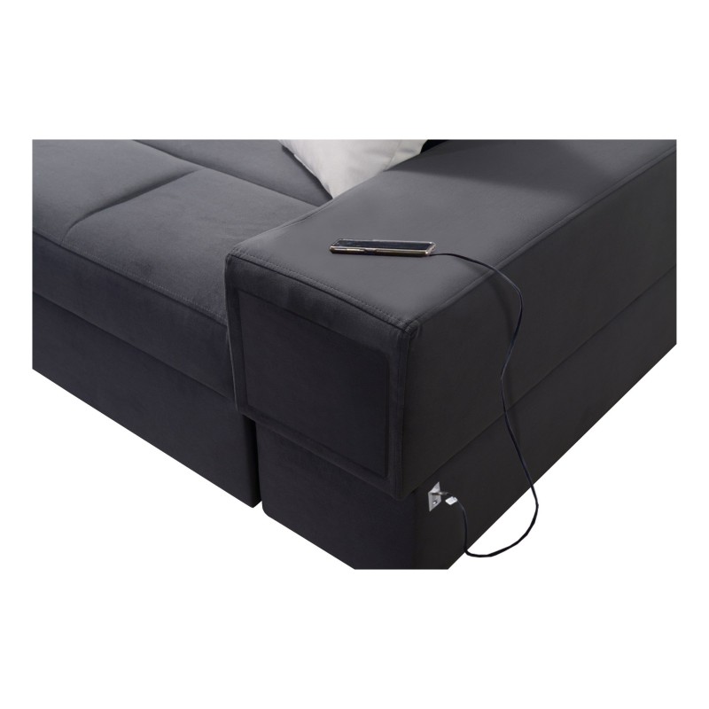 sofa z tapicerowaną półką 