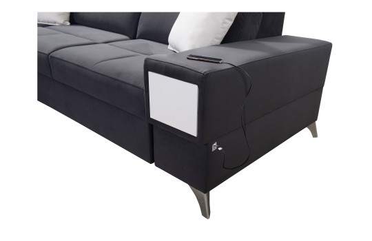 sofa z lakierowaną półką 