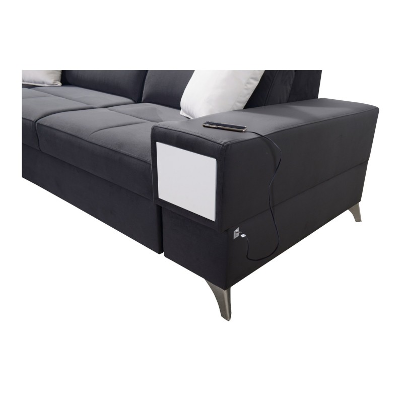 sofa z lakierowaną półką 