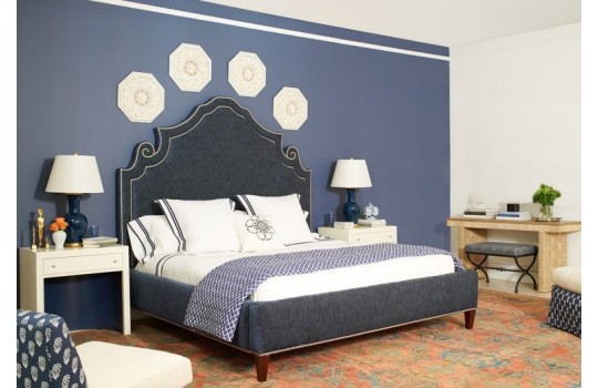 Łóżko Mezo w ciemnej tkaninie