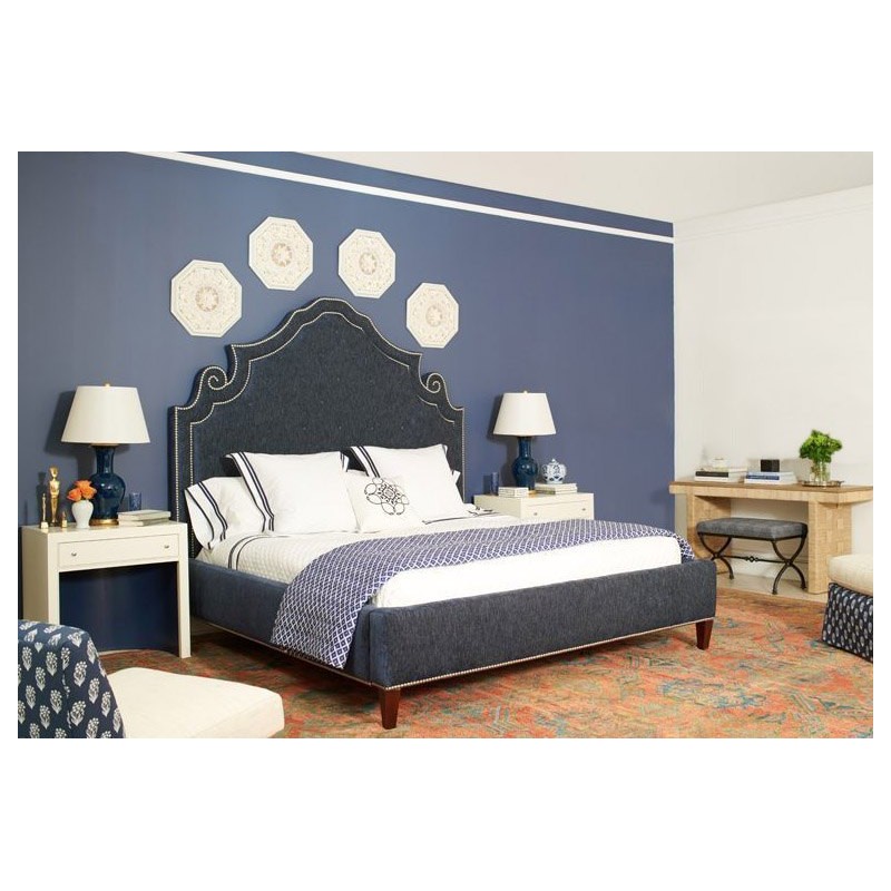 Łóżko Mezo w ciemnej tkaninie