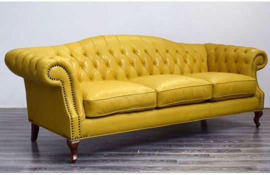 Żółta sofa chesterfield do salonu Solano 240 cm  