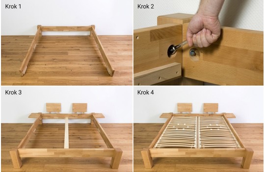 Montaż łóżka z drewna bukowego w czterech krokach, zdjęcie poglądowe