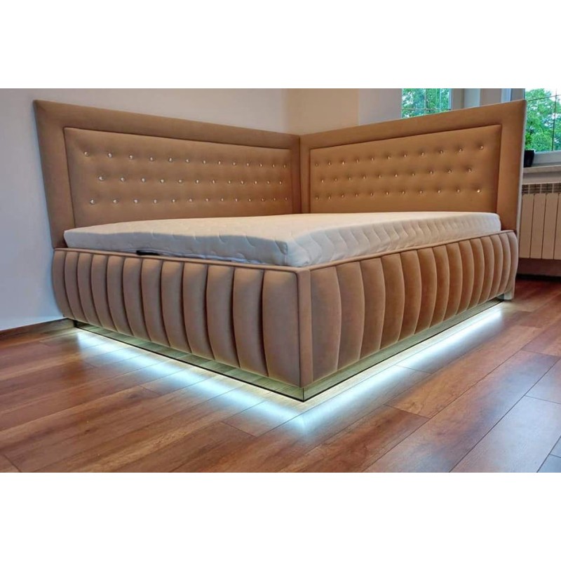 Narożne łóżko tapicerowane Odys