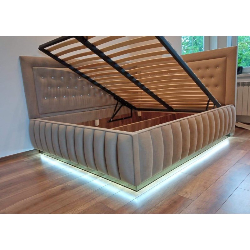 Narożne łóżko tapicerowane z pojemnikiem Odys 