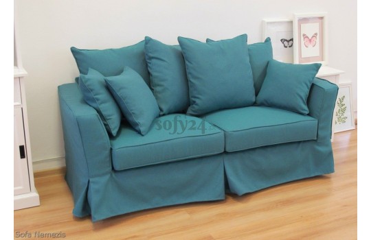 Turkusowa sofa ze ściąganym pokrowcem Nemezis