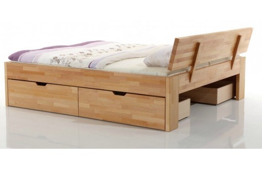 Drewniane łóżko z szufladami Pallad