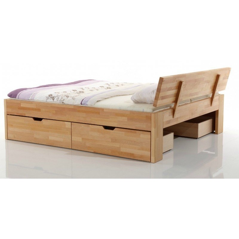Drewniane łóżko z szufladami Pallad