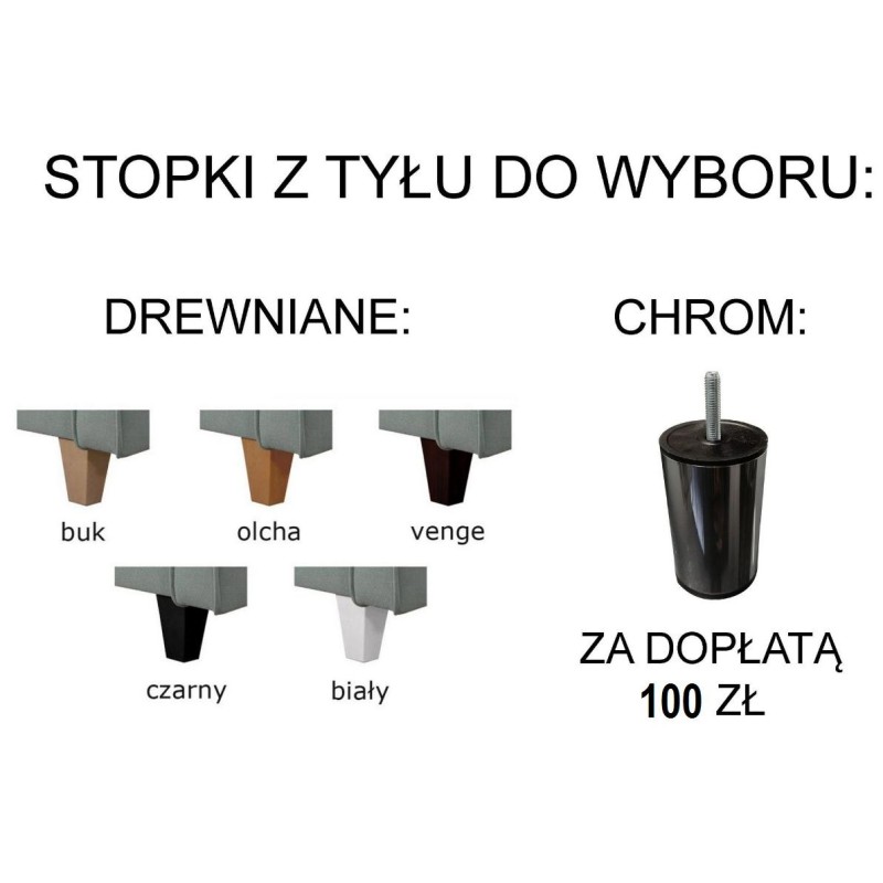 narożnik z drewnianymi nóżkami 