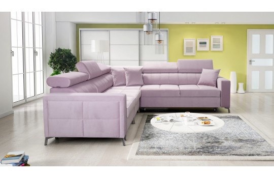 Różowy narożnik do salonu 