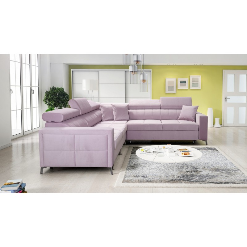 Różowy narożnik do salonu 