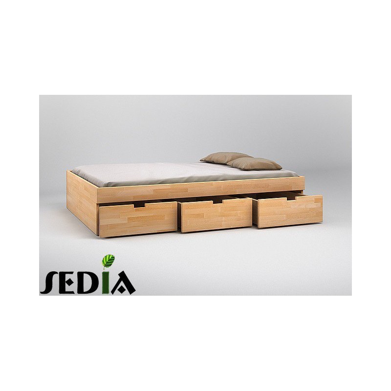 Łóżko bukowe z pojemnikiem na pościel Turkus