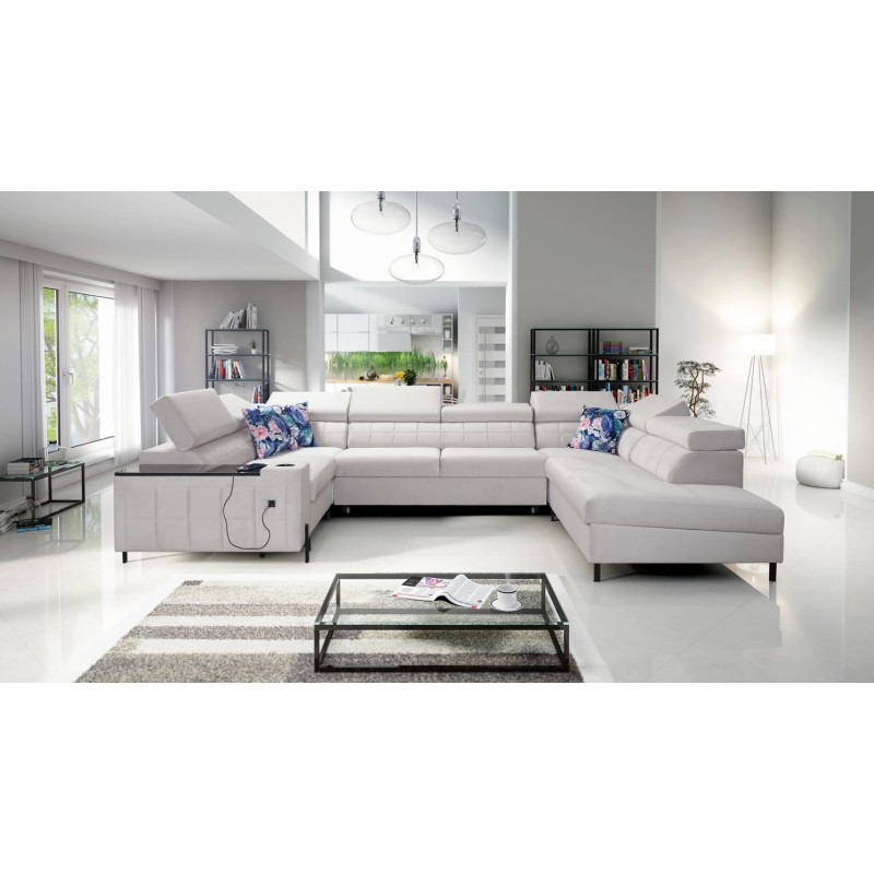 szary narożnik do przestronnego salonu 