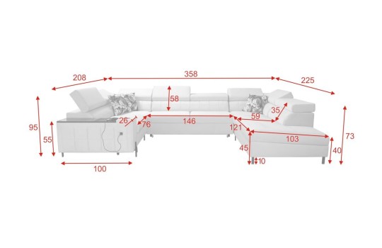 sofa w kształcie podkowy 