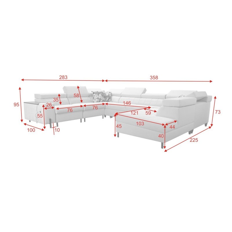 sofa w kształcie podkowy Demeter 