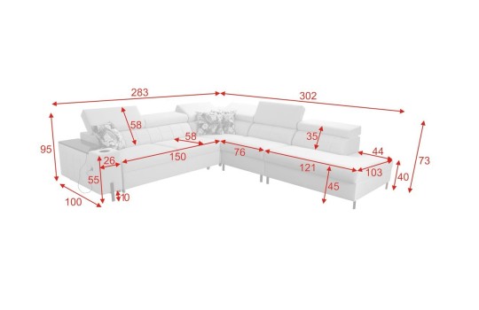 sofa w kształcie litery L 