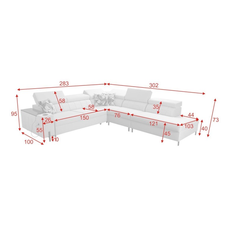 sofa w kształcie litery L 