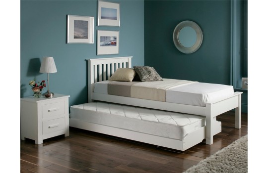 Białe łóżko z szufladą do spania Amara