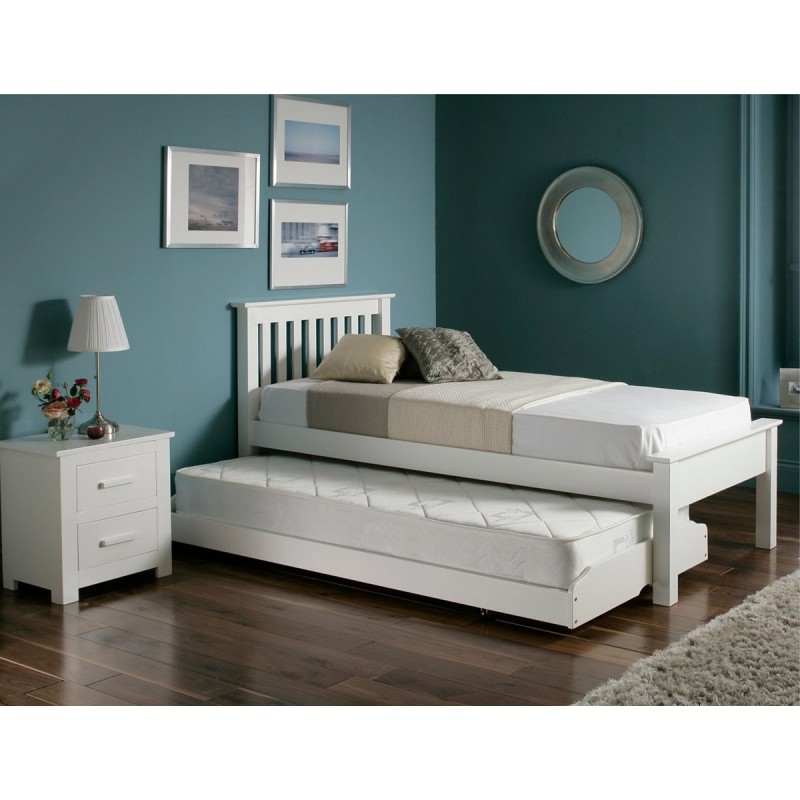 Białe łóżko z szufladą do spania Amara