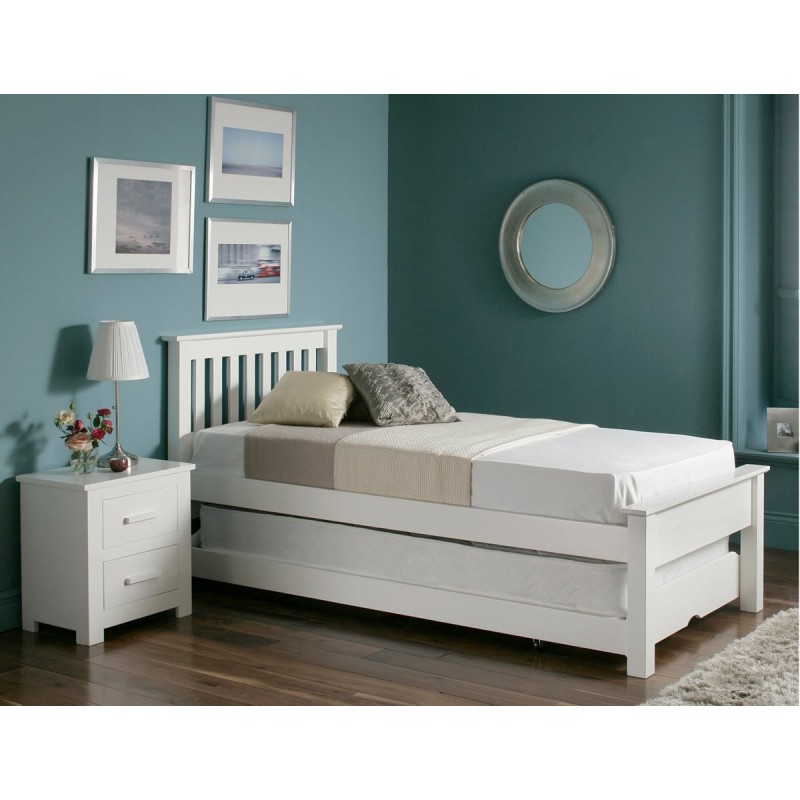 BIałe łóżko z szufladą Amara