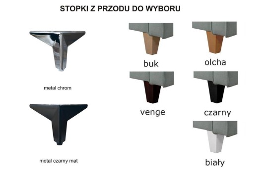 kanapa narożna na metalowych nogach 
