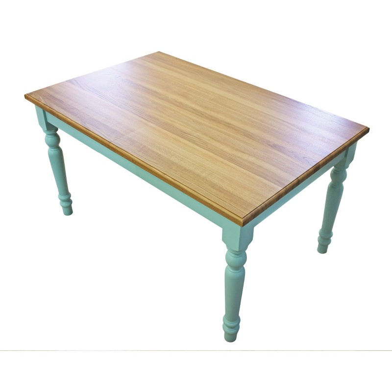 Stół z niebieskimi nogami