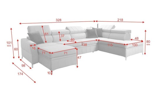 narożnik z wygodnym oparciem Tuluza 