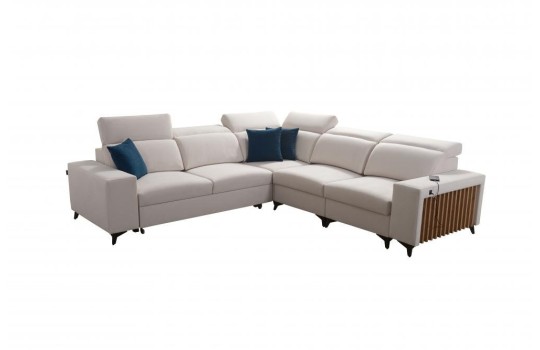 sofa narożna z ozdobnymi lamelami 