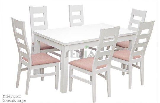 Biały stół z krzesłami Argo + Aston