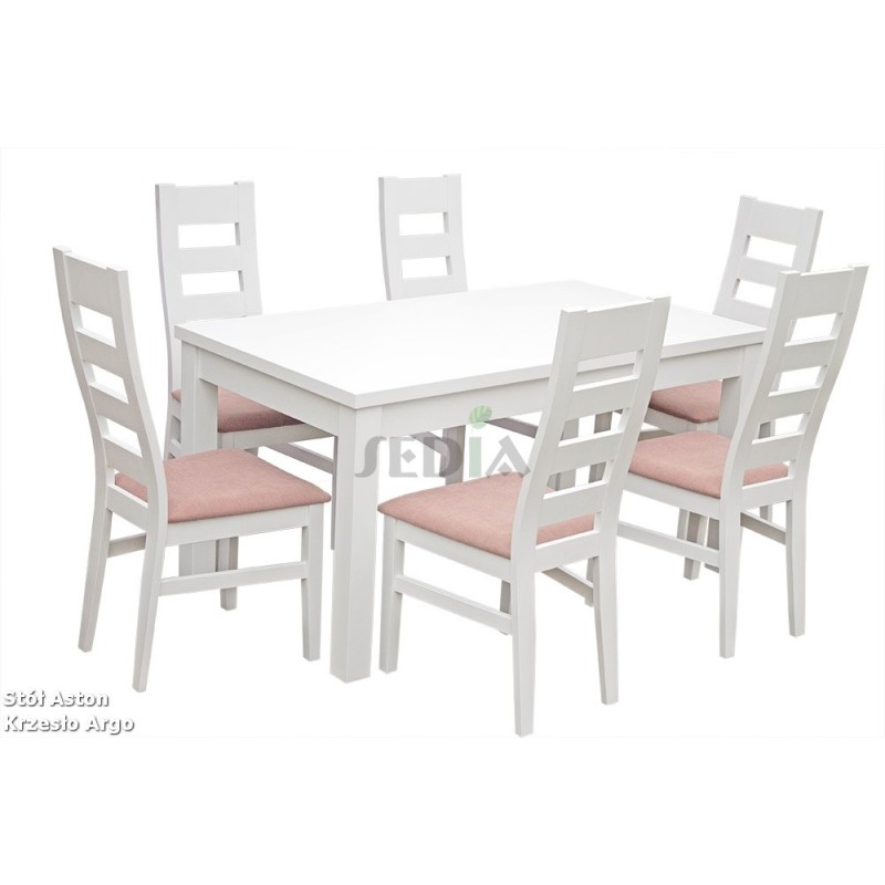 Biały stół z krzesłami Argo + Aston