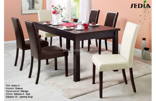 Stół z krzesłami do salonu - kare 2 + Aston